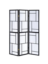 Katerina Black and White 3-Panel Folding Floor Screen from Coaster - Luna Furniture