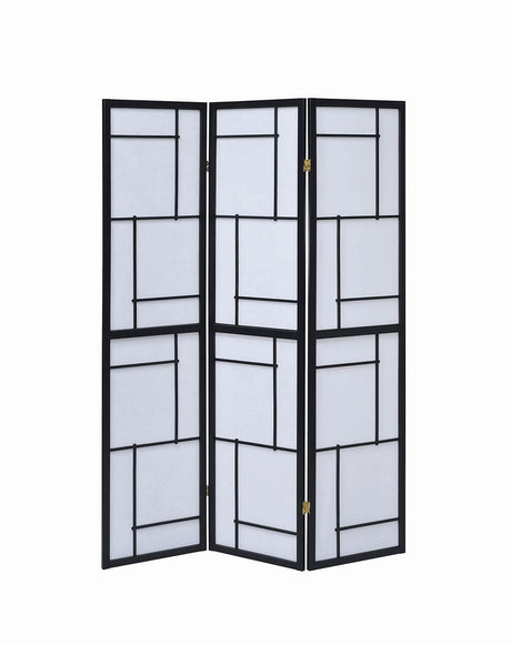 Katerina Black and White 3-Panel Folding Floor Screen from Coaster - Luna Furniture