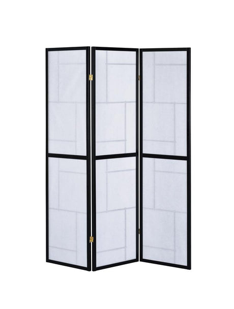 Katerina Black and White 3-Panel Folding Floor Screen from Coaster - Luna Furniture