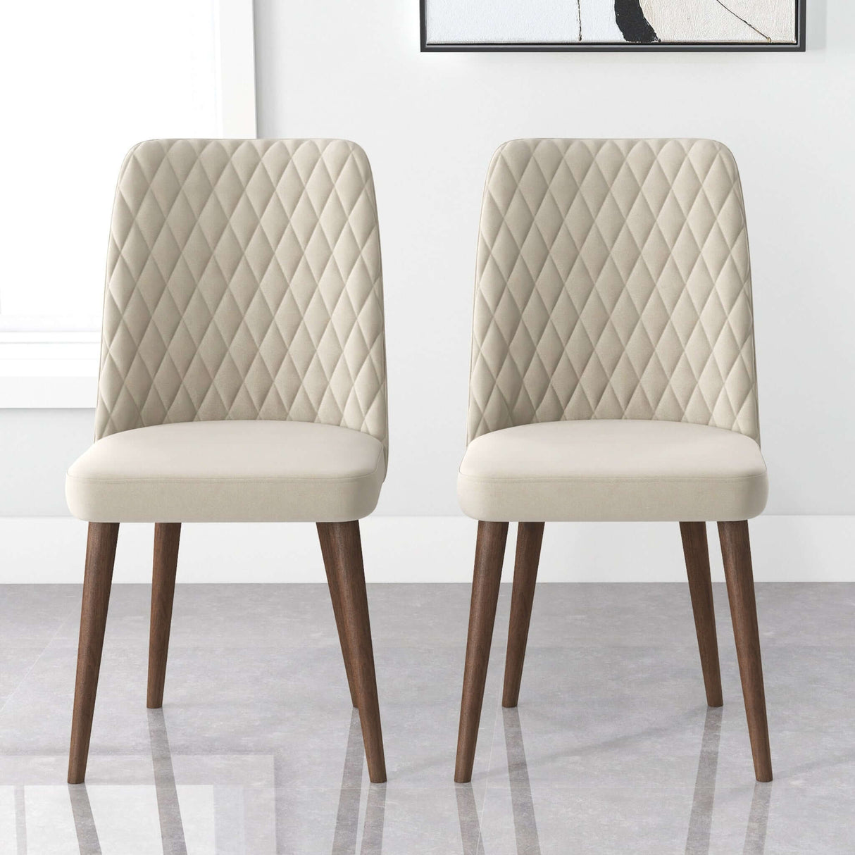 Katie Cream Velvet Dining Chair from Ashcroft Furniture - Luna Furniture