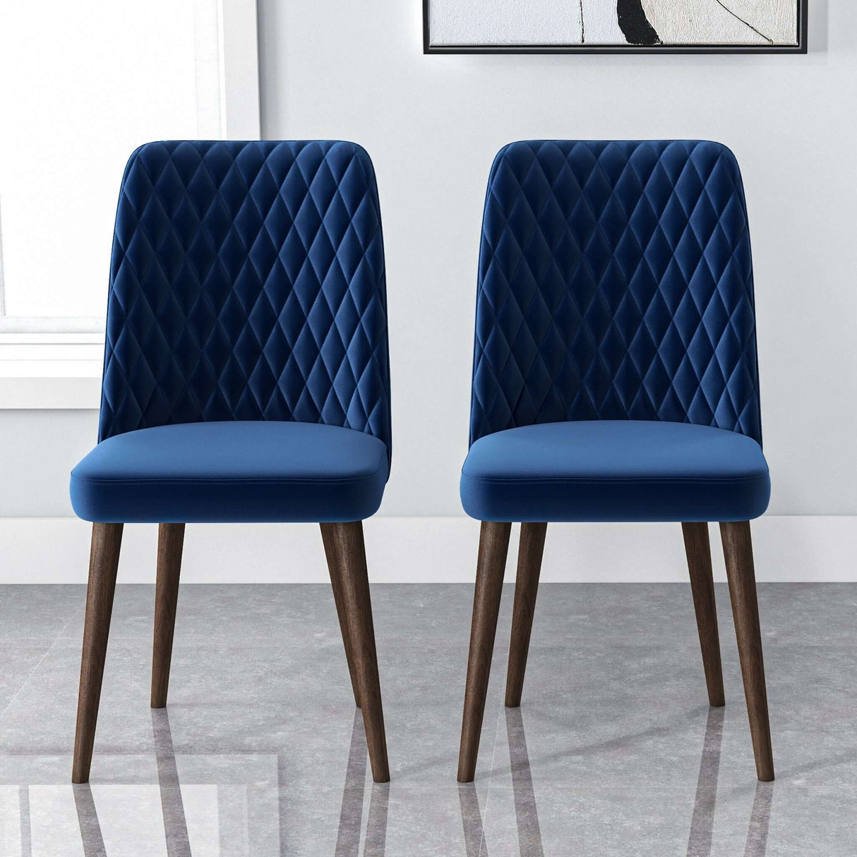 Katie Mid-Century Modern Velvet Dining Chair (Set of 2) Teal from Midinmod - Luna Furniture