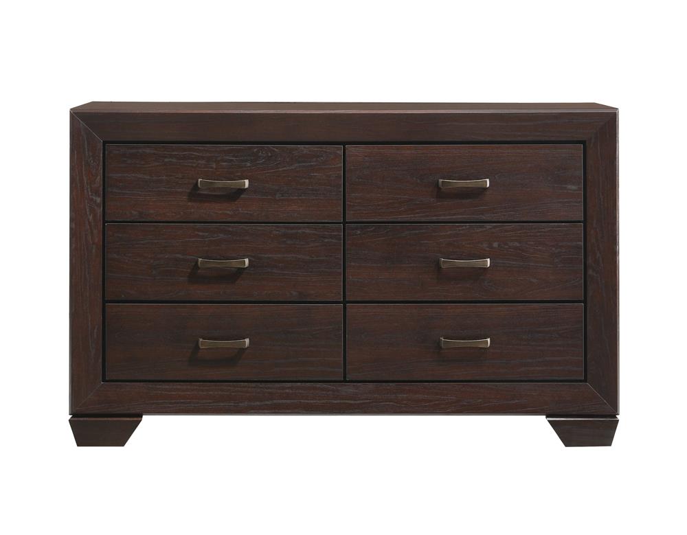 6 drawer dresser dark brown Aetheria Contemporary Wood 6-Drawer in Roundhill Furniture Crafted from Acacia wood with a rich walnut stain and six drawers that open with soft STORKLINTA 6-drawer dresser - dark-brown/oak