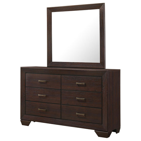 Kauffman Dark Cocoa 6-Drawer Dresser with Mirror from Coaster - Luna Furniture