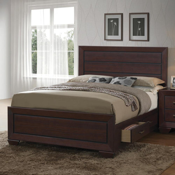 Kauffman Dark Cocoa Queen Storage Bed