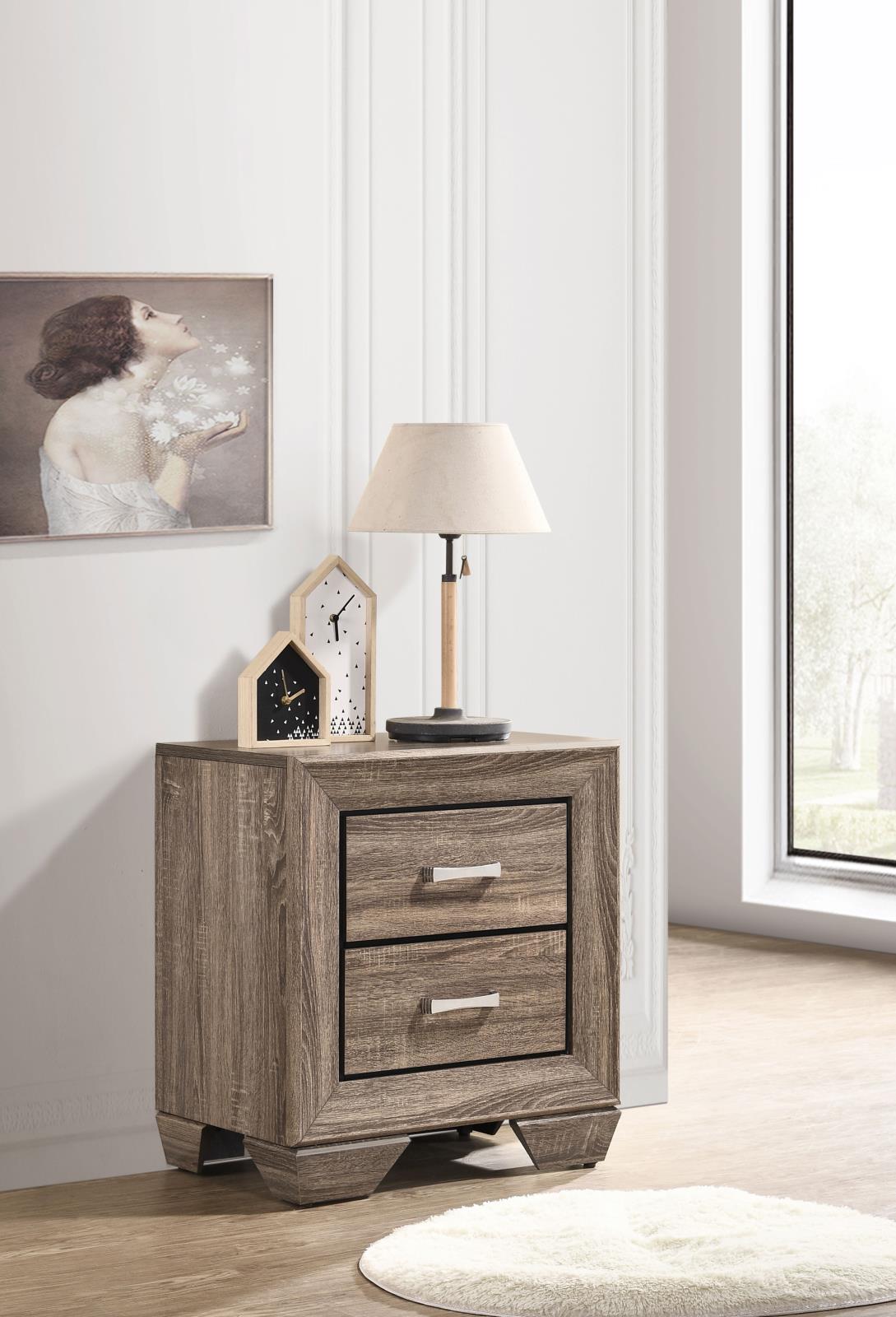 Kauffman Washed Taupe 2-Drawer Nightstand from Coaster - Luna Furniture
