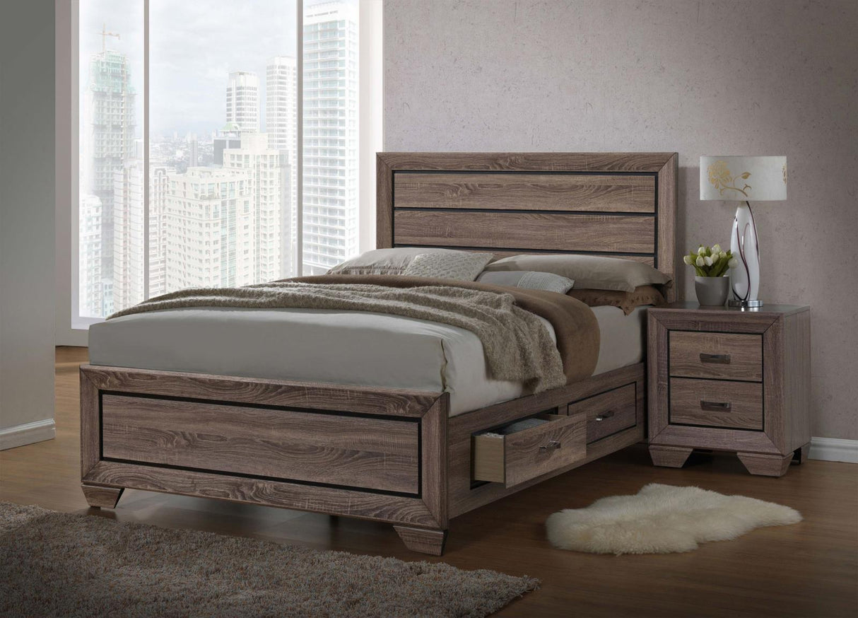 Kauffman Washed Taupe 4-Piece Storage Queen Bedroom Set with High Straight Headboard from Coaster - Luna Furniture