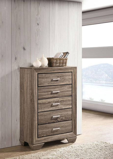 Kauffman Washed Taupe 5-Drawer Chest from Coaster - Luna Furniture