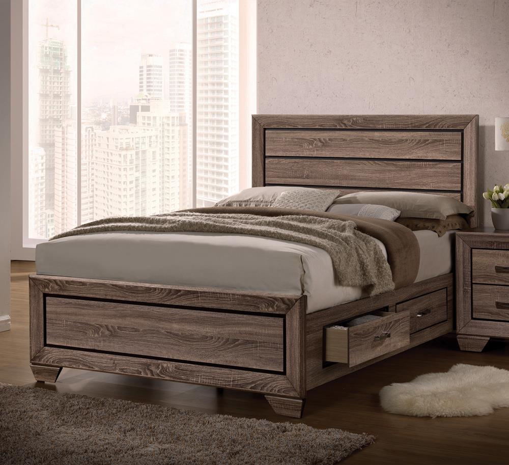 Kauffman Washed Taupe Eastern King Storage Bed from Coaster - Luna Furniture