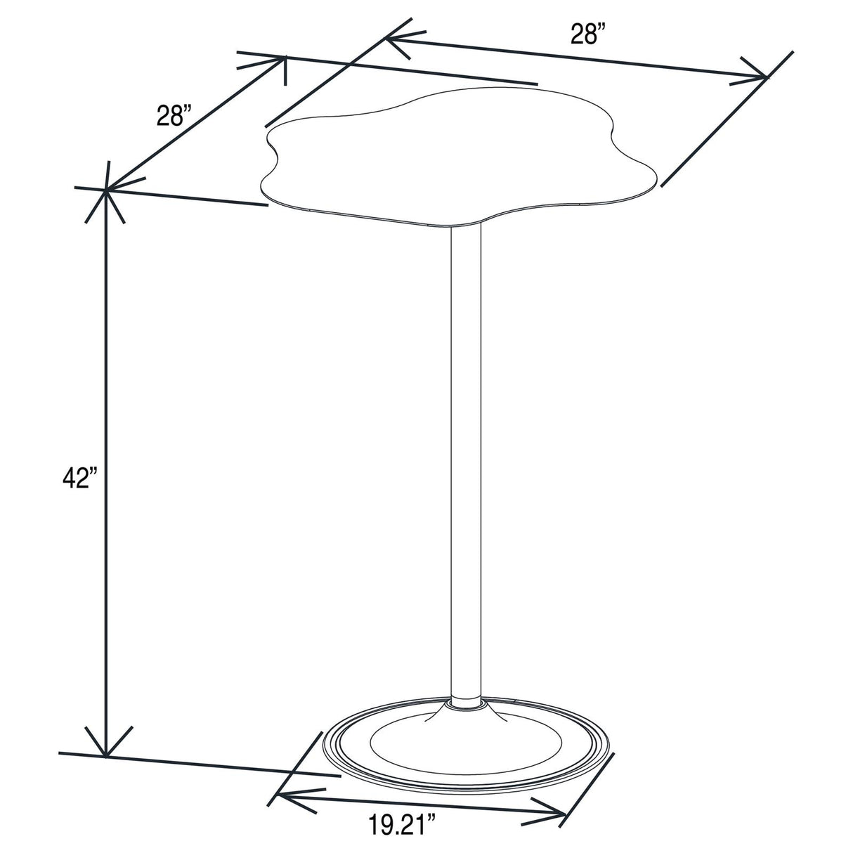 Keanu Black Pedestal Cloud-Shaped Top Bar Table from Coaster - Luna Furniture