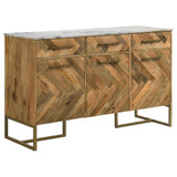 Keaton Natural and Antique Gold 3-Door Accent Cabinet with Marble Top from Coaster - Luna Furniture