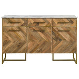 Keaton Natural and Antique Gold 3-Door Accent Cabinet with Marble Top from Coaster - Luna Furniture