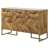 Keaton Natural and Antique Gold 3-Door Accent Cabinet with Marble Top from Coaster - Luna Furniture