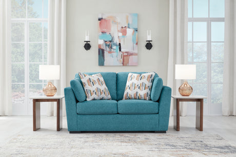 Keerwick Teal Loveseat from Ashley - Luna Furniture