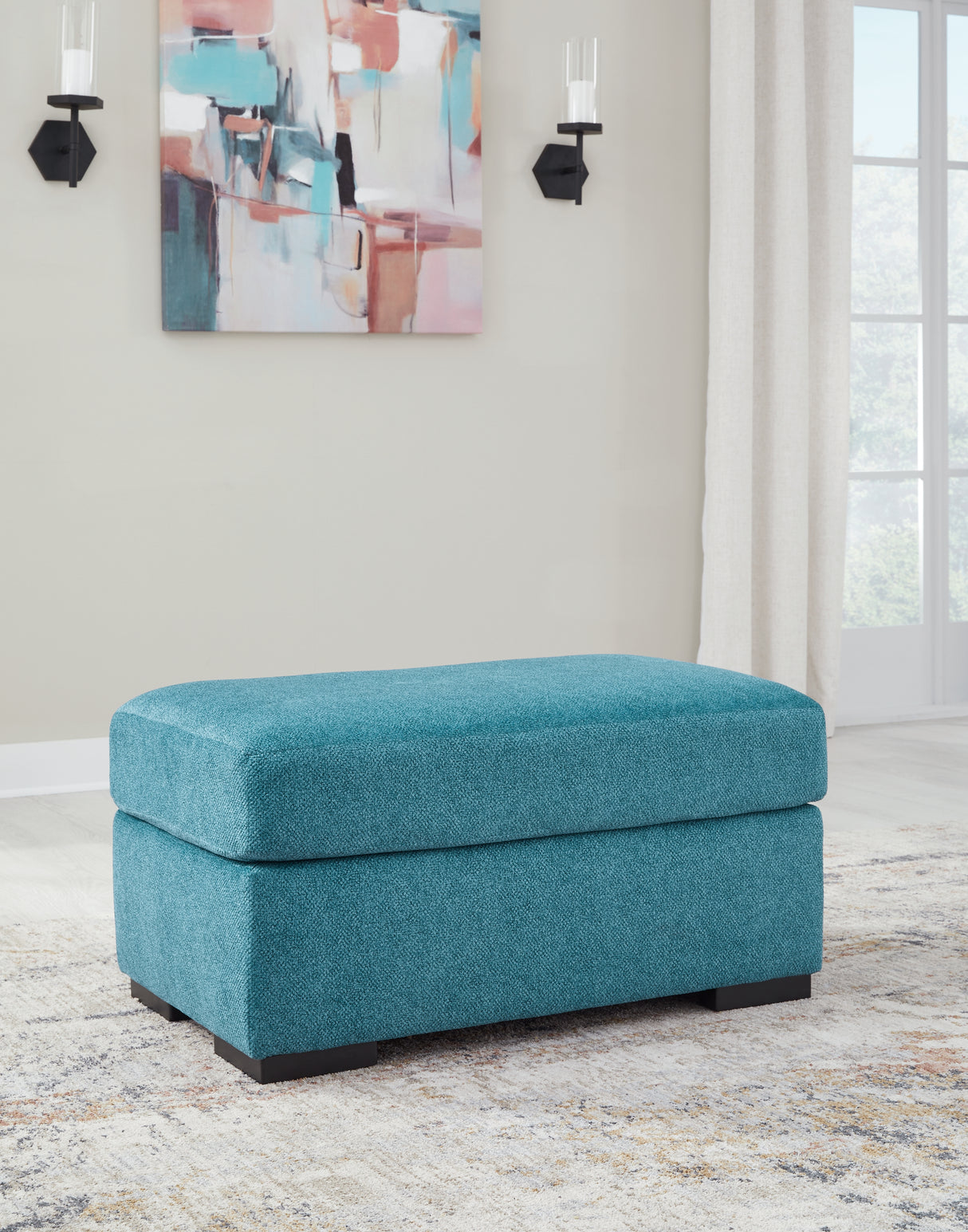 Keerwick Teal Ottoman from Ashley - Luna Furniture
