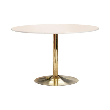 Kella Natural Marble and Gold Round Dining Table from Coaster - Luna Furniture