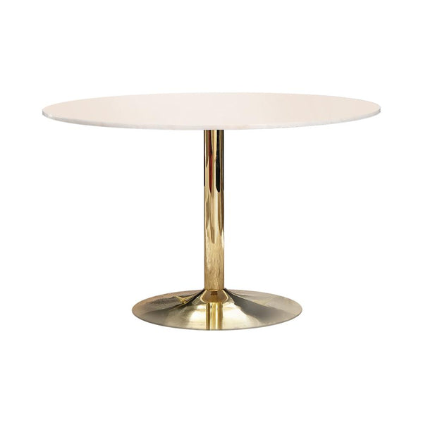 Kella Natural Marble and Gold Round Dining Table