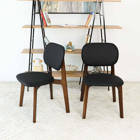 Kelsey Mid-Century Modern Black Leather Dining Chair (Set of 2) from Midinmod - Luna Furniture