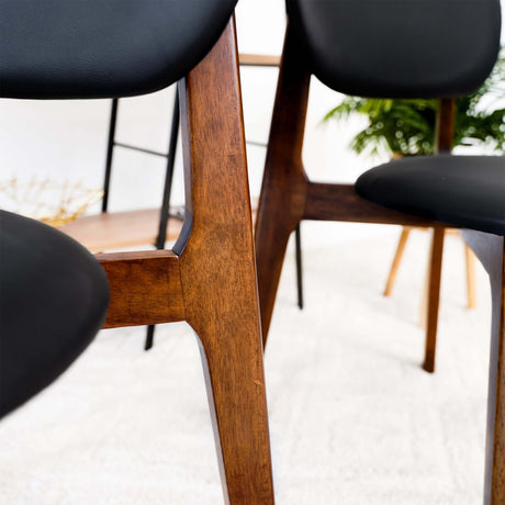 Kelsey Mid-Century Modern Black Leather Dining Chair (Set of 2) from Midinmod - Luna Furniture