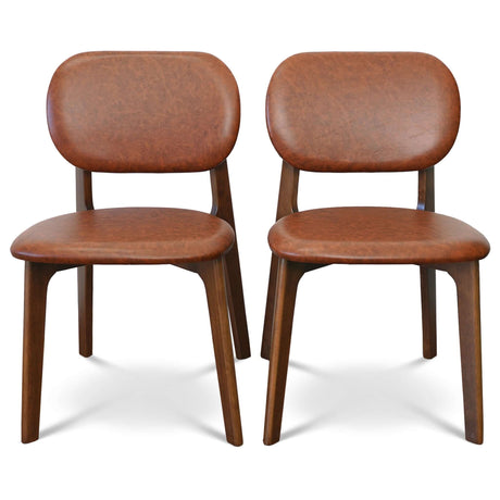Kelsey Mid-Century Modern Brown Leather Dining Chair (Set of 2) from Midinmod - Luna Furniture