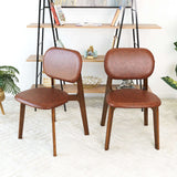 Kelsey Mid-Century Modern Brown Leather Dining Chair (Set of 2) from Midinmod - Luna Furniture