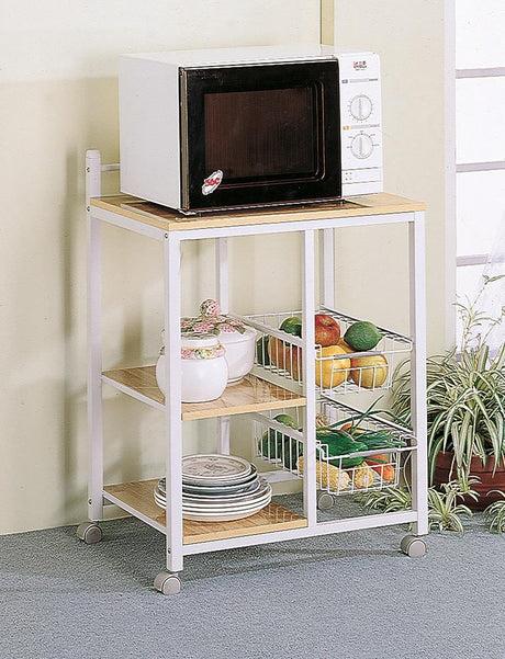 Kelvin Natural Brown and White 2-Shelf Kitchen Cart from Coaster - Luna Furniture