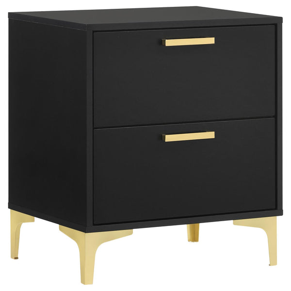 Kendall Black and Gold 2-Drawer Nightstand