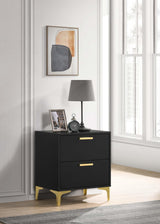 Kendall Black and Gold 2-Drawer Nightstand from Coaster - Luna Furniture