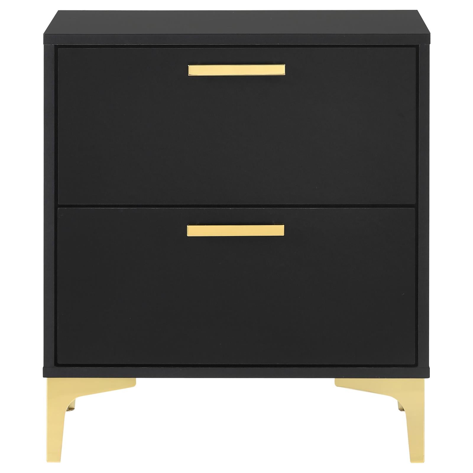 Kendall 2-Drawer Nightstand Black and Gold - Luna Furniture