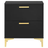 Kendall Black and Gold 2-Drawer Nightstand from Coaster - Luna Furniture