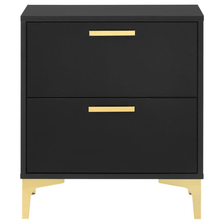 Kendall Black and Gold 2-Drawer Nightstand from Coaster - Luna Furniture