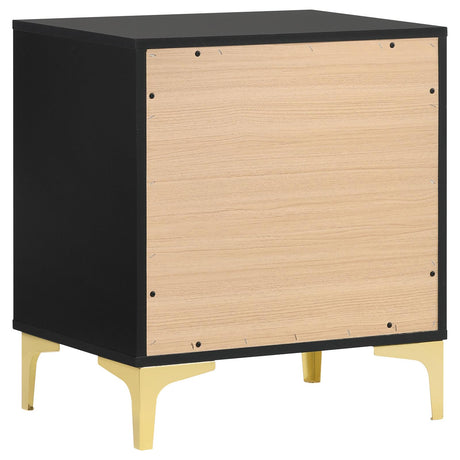 Kendall Black and Gold 2-Drawer Nightstand from Coaster - Luna Furniture