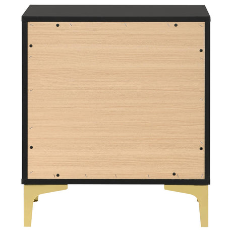 Kendall Black and Gold 2-Drawer Nightstand from Coaster - Luna Furniture
