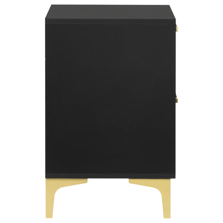 Kendall Black and Gold 2-Drawer Nightstand from Coaster - Luna Furniture