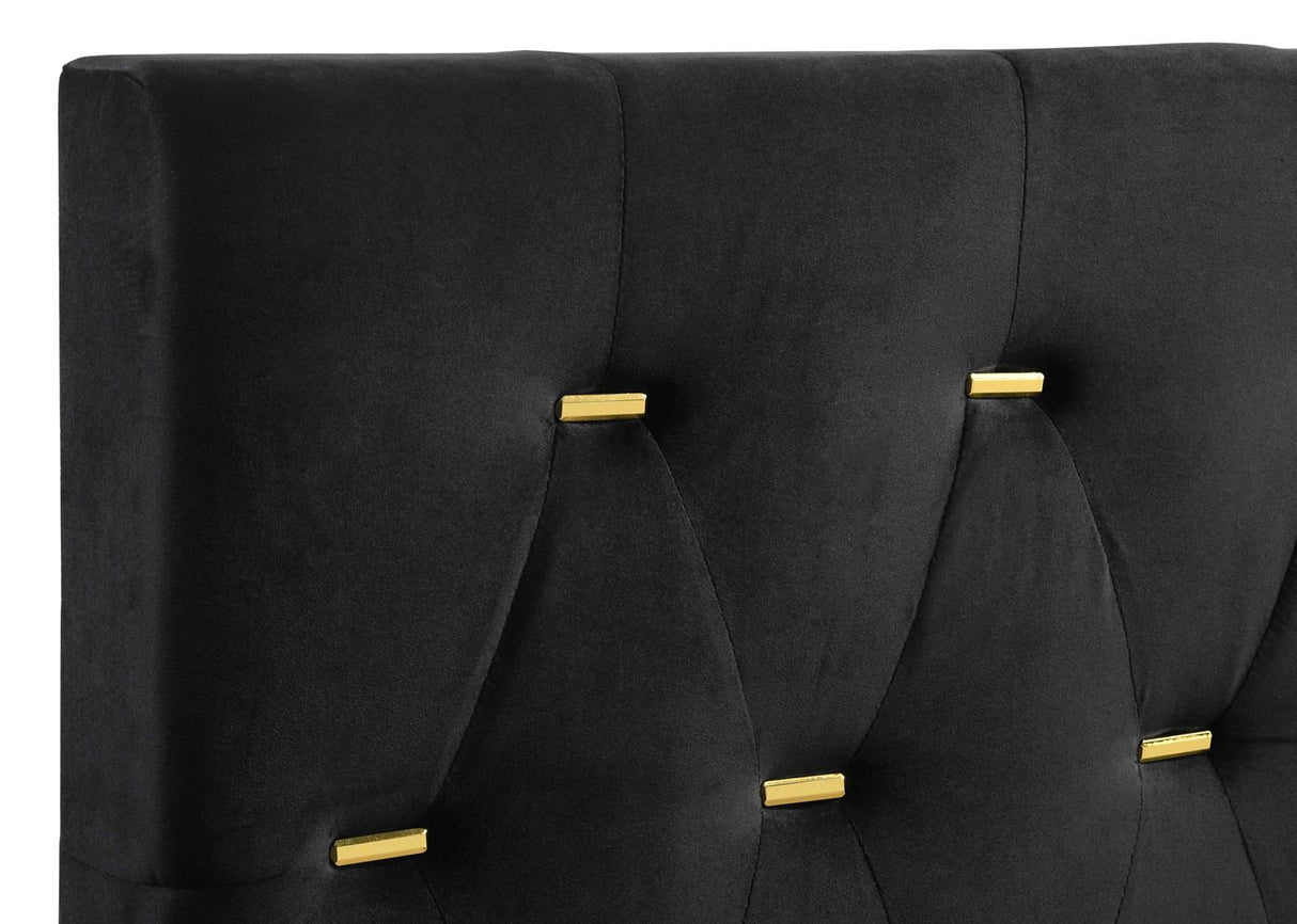 Kendall Black and Gold 4-Piece Tufted Panel Queen Bedroom Set from Coaster - Luna Furniture