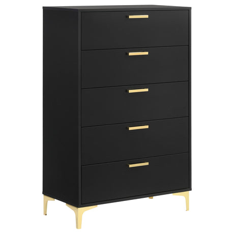 Kendall Black and Gold 5-Drawer Chest from Coaster - Luna Furniture