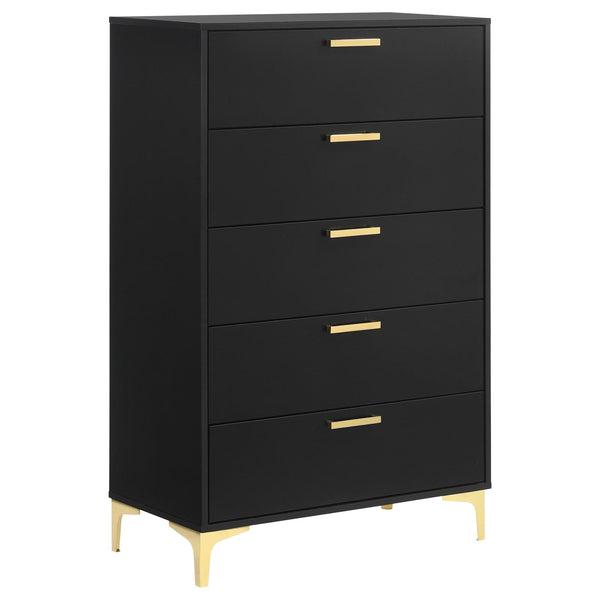 Kendall Black and Gold 5-Drawer Chest