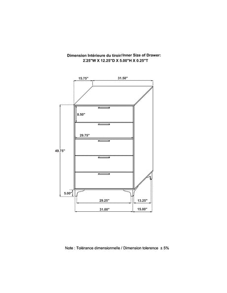Kendall Black and Gold 5-Piece Tufted Panel California King Bedroom Set from Coaster - Luna Furniture