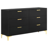 Kendall Black and Gold 6-Drawer Dresser from Coaster - Luna Furniture