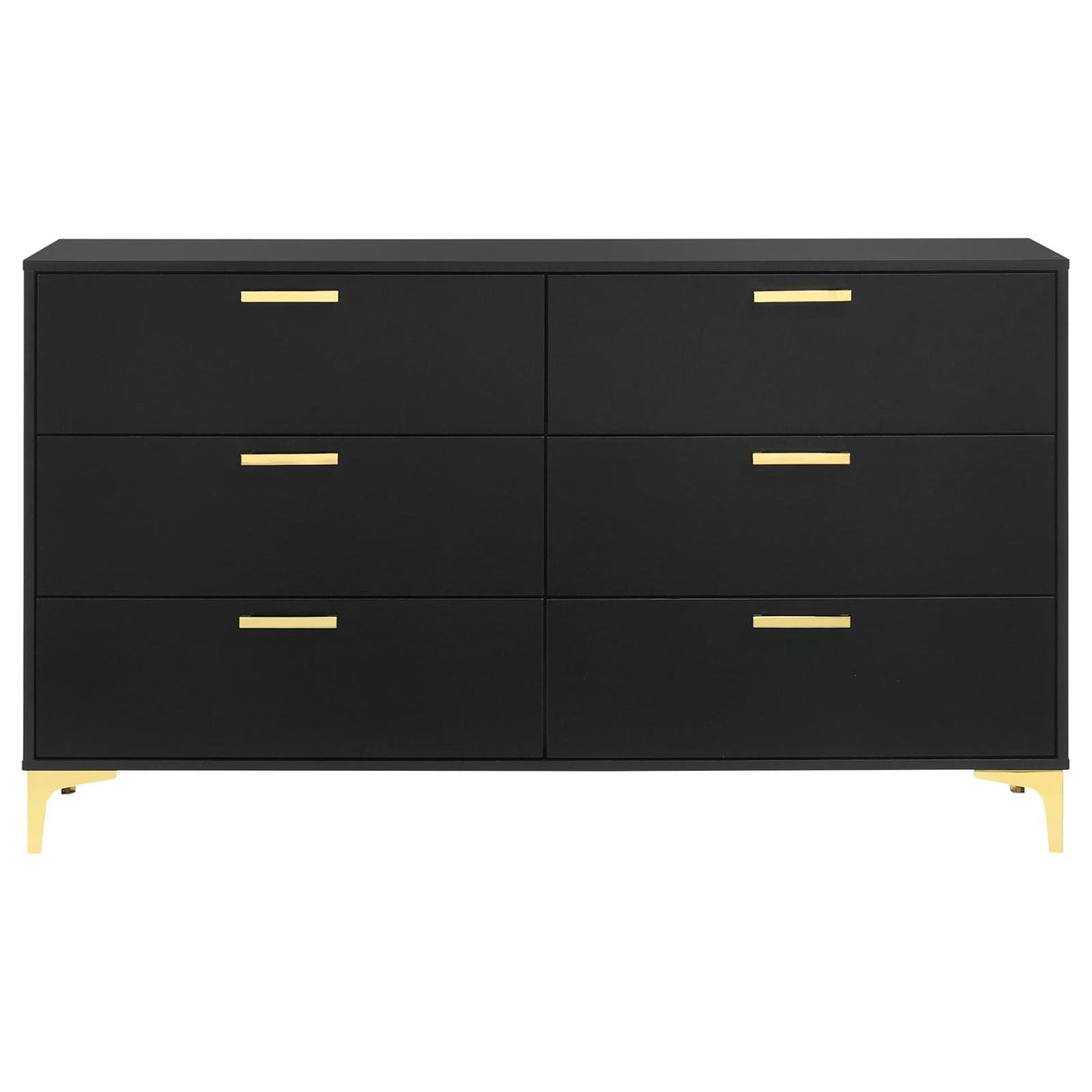 Kendall Black and Gold 6-Drawer Dresser from Coaster - Luna Furniture