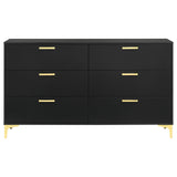 Kendall Black and Gold 6-Drawer Dresser from Coaster - Luna Furniture