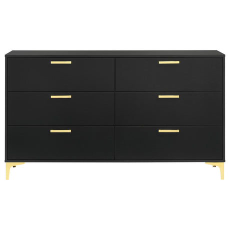 Kendall Black and Gold 6-Drawer Dresser from Coaster - Luna Furniture
