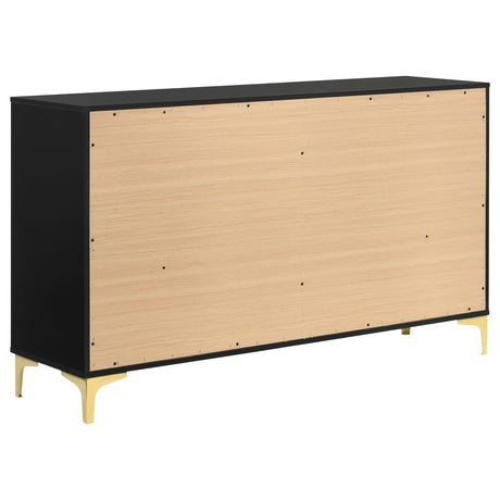 Kendall Black and Gold 6-Drawer Dresser from Coaster - Luna Furniture