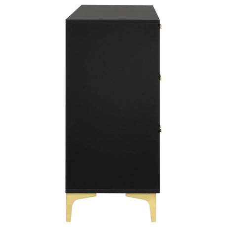 Kendall Black and Gold 6-Drawer Dresser from Coaster - Luna Furniture