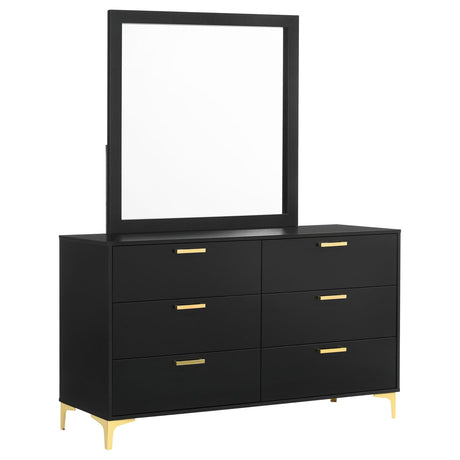 Kendall Black and Gold 6-Drawer Dresser with Mirror from Coaster - Luna Furniture