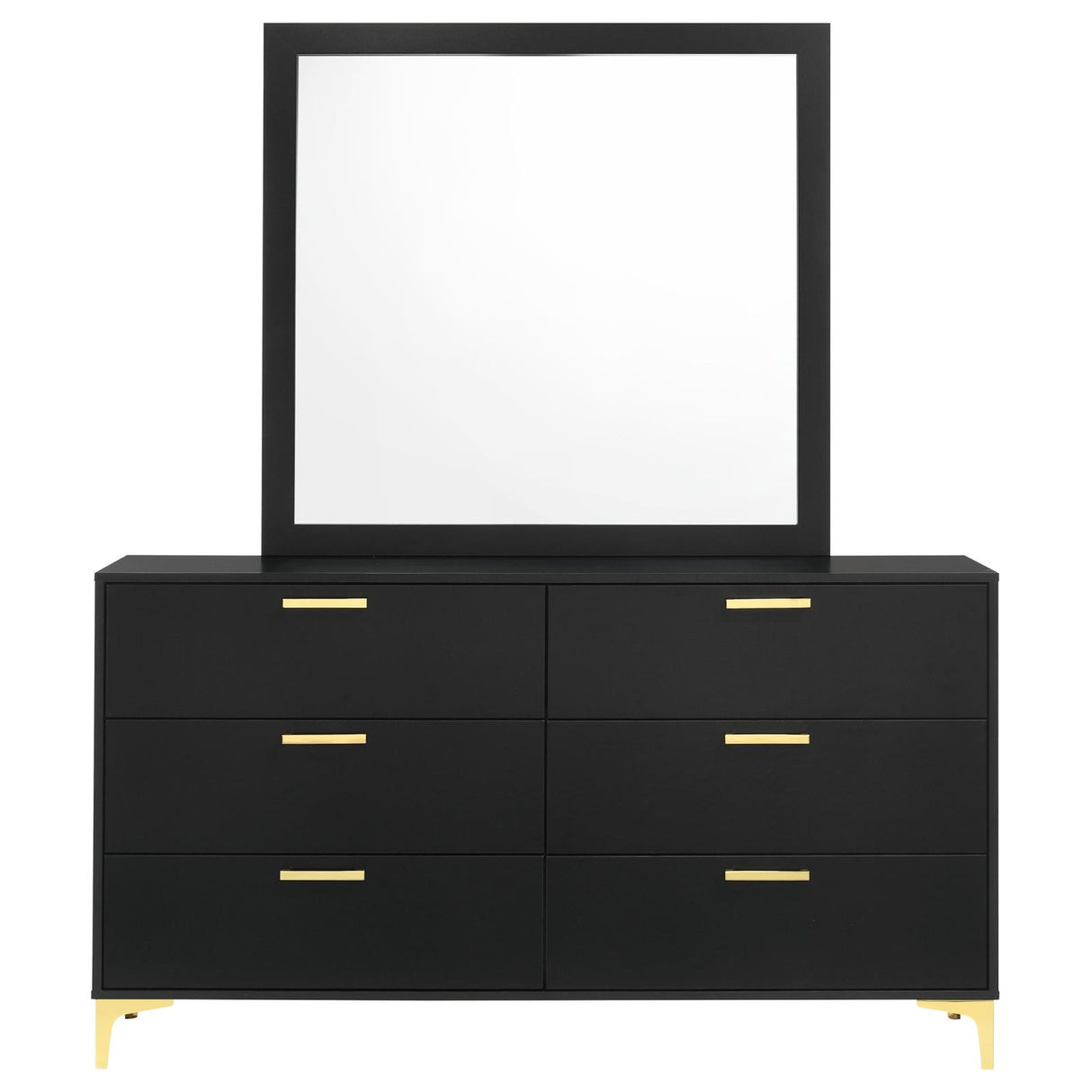 Kendall Black and Gold 6-Drawer Dresser with Mirror from Coaster - Luna Furniture