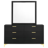 Kendall Black and Gold 6-Drawer Dresser with Mirror from Coaster - Luna Furniture