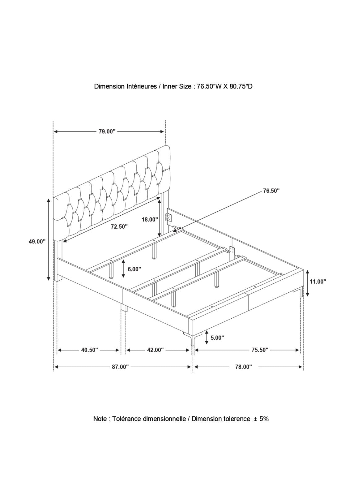 Kendall Black and Gold Tufted Panel Eastern King Bed from Coaster - Luna Furniture