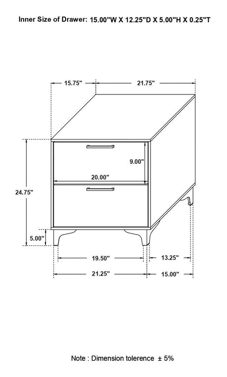Kendall White 2-Drawer Nightstand from Coaster - Luna Furniture