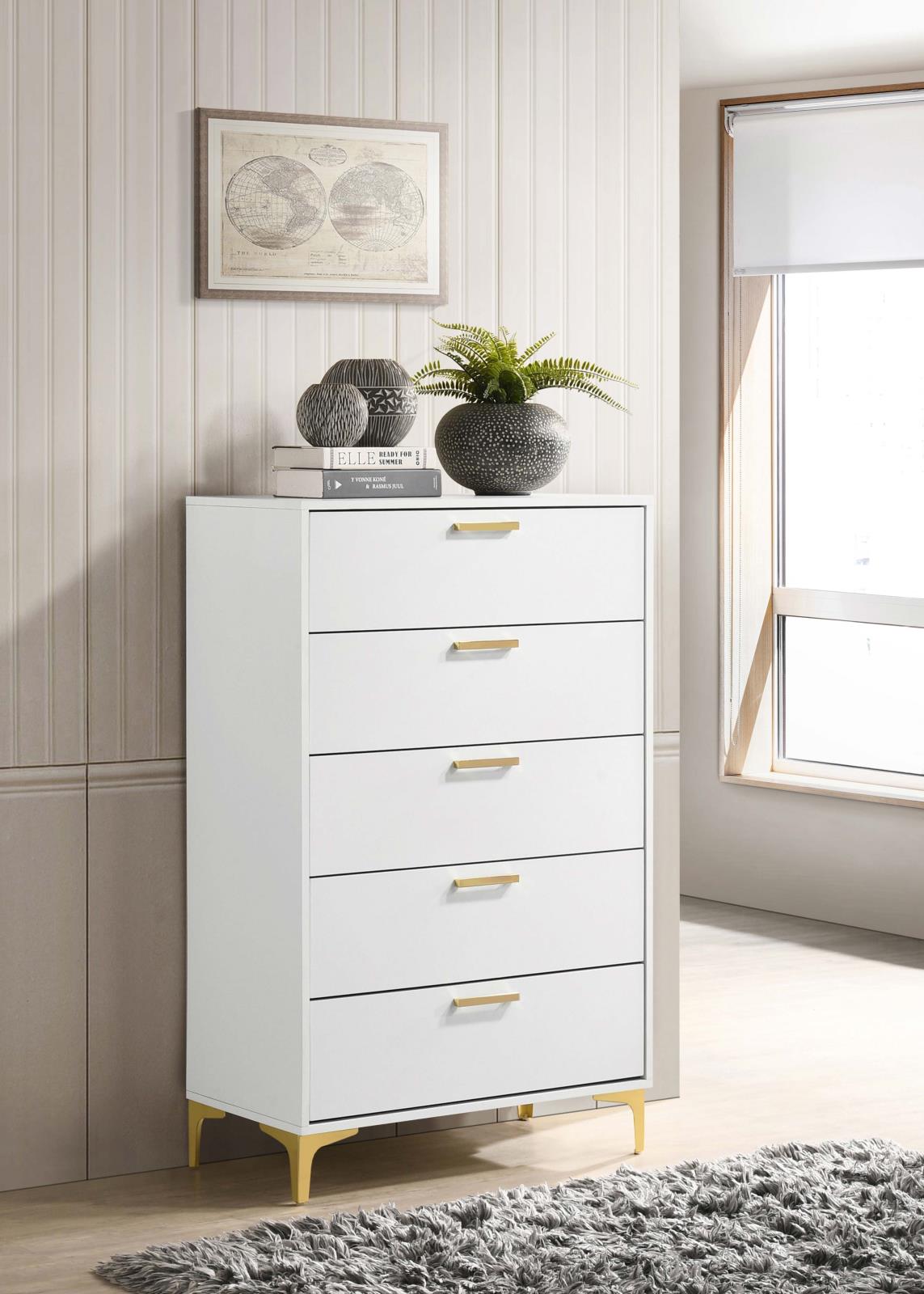 Kendall 5-Drawer Chest White Kendall 5-Drawer Chest White