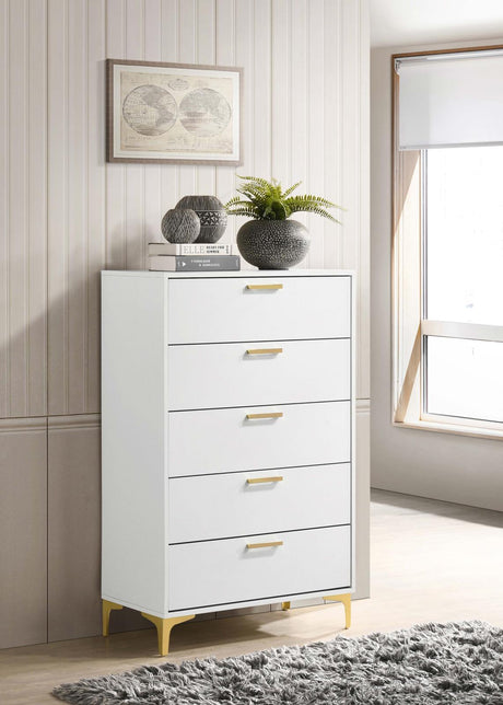 Kendall White 5-Drawer Chest from Coaster - Luna Furniture
